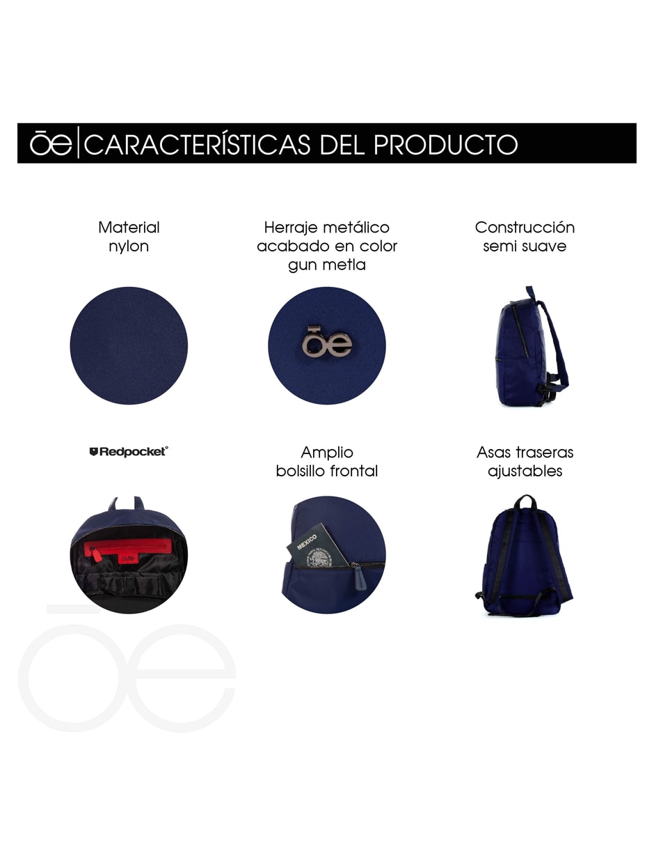 MOCHILA CLOE EDRI, AZUL MARINO