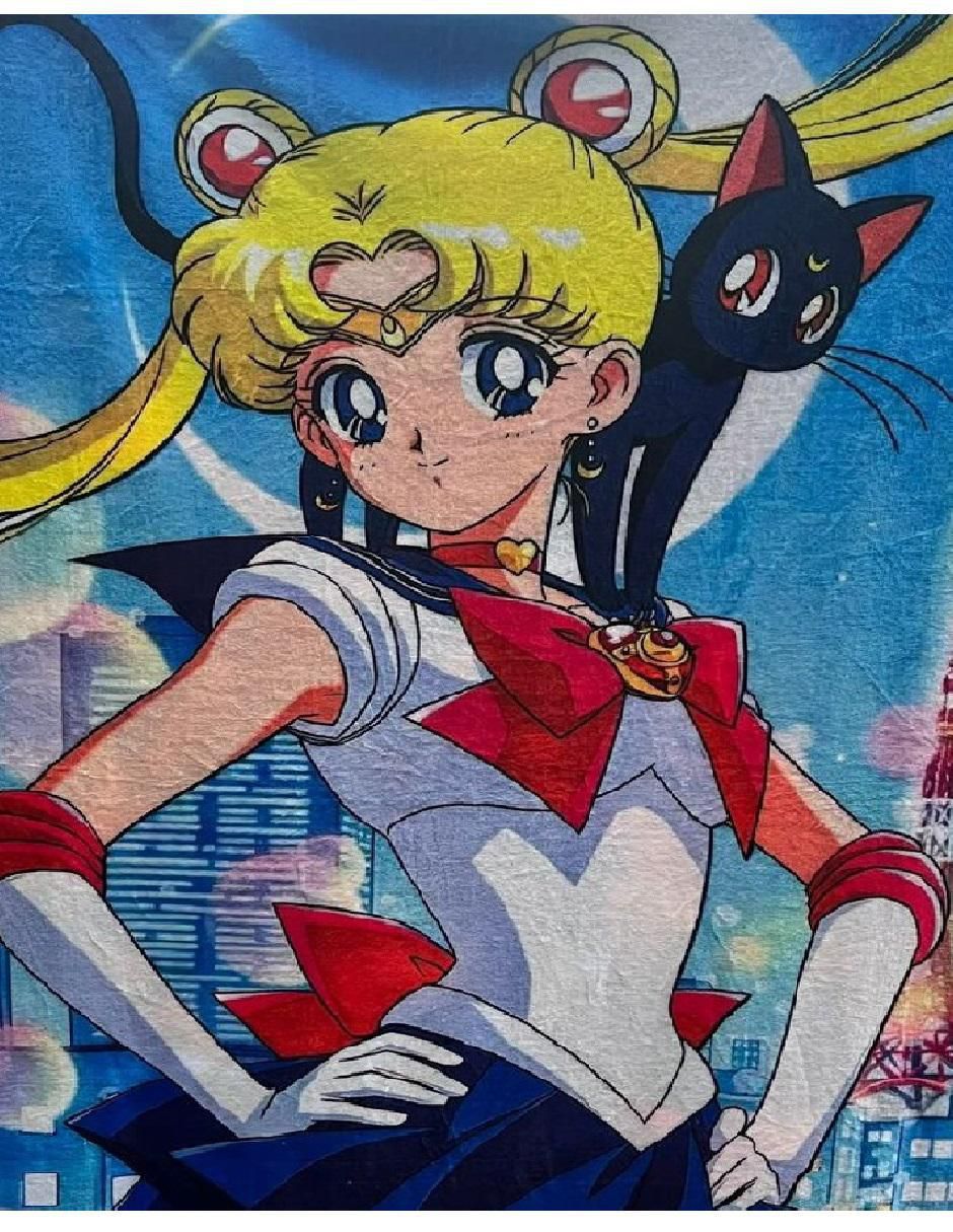 Cobija de tejido suave Sailor Moon And Luna