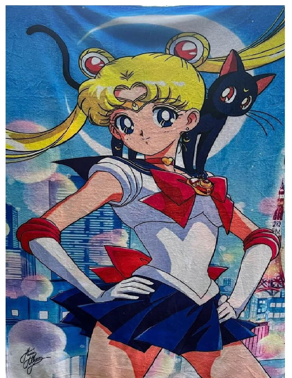 Cobija de tejido suave Sailor Moon And Luna 2