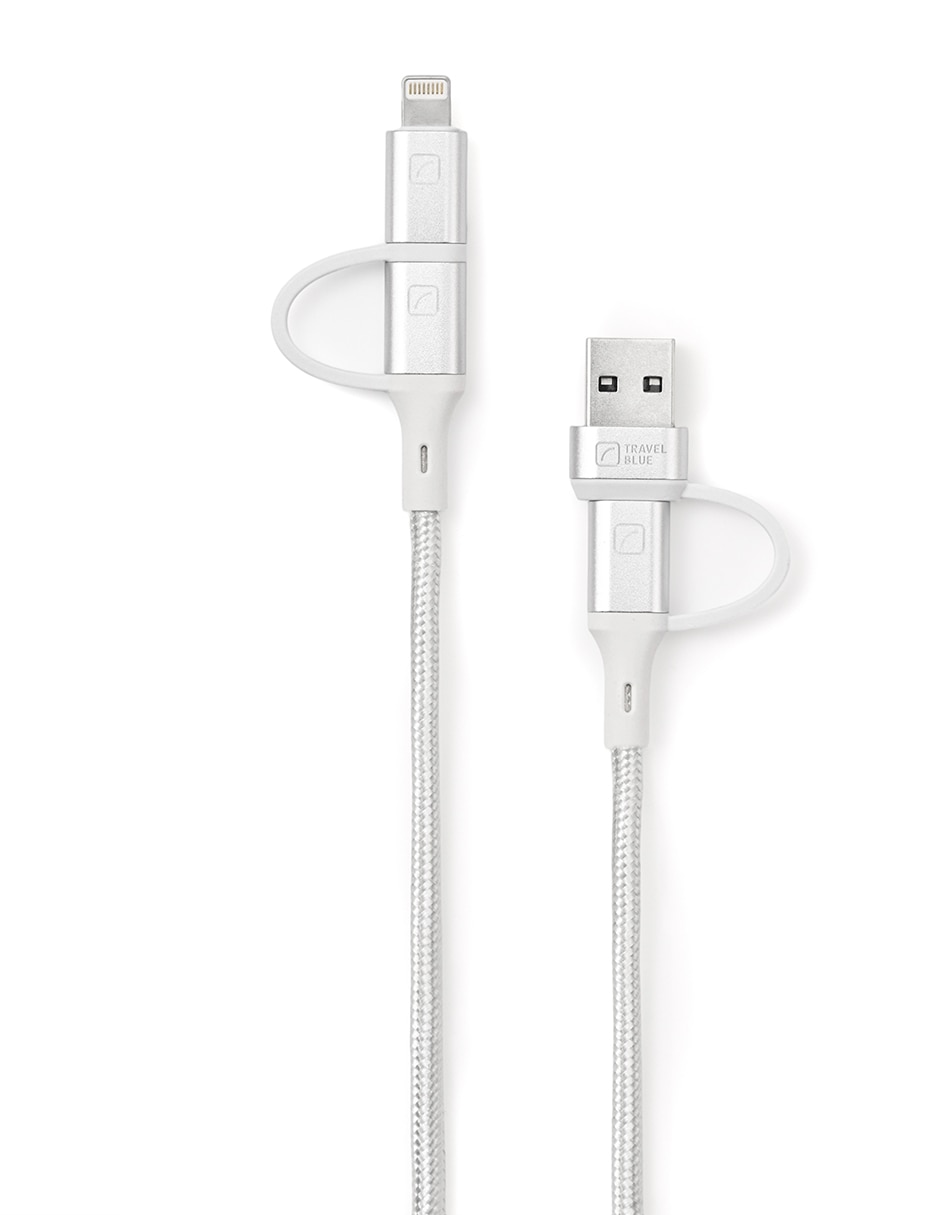 Cable Lightning micro USB y tipo C de 1 m