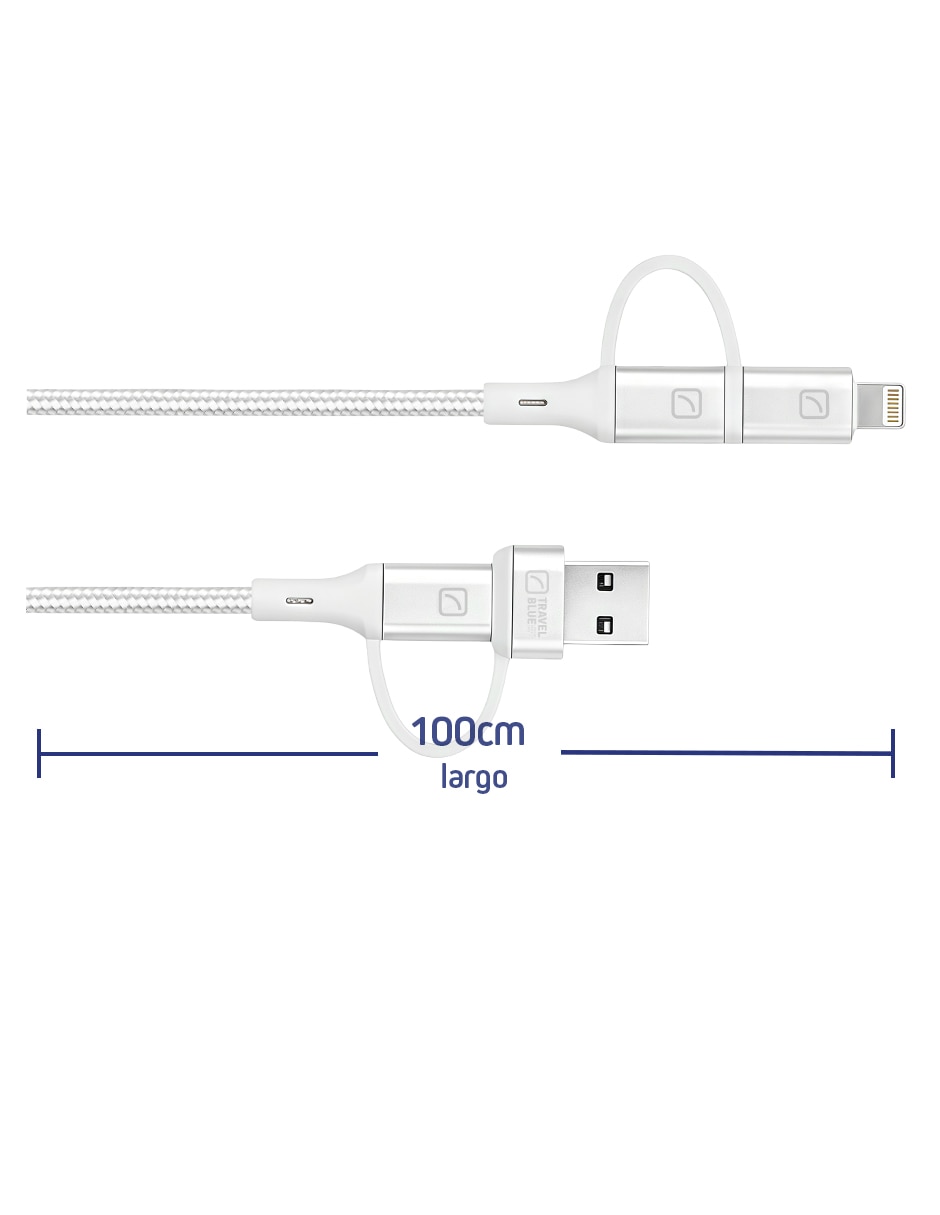 Cable Lightning micro USB y tipo C de 1 m 2