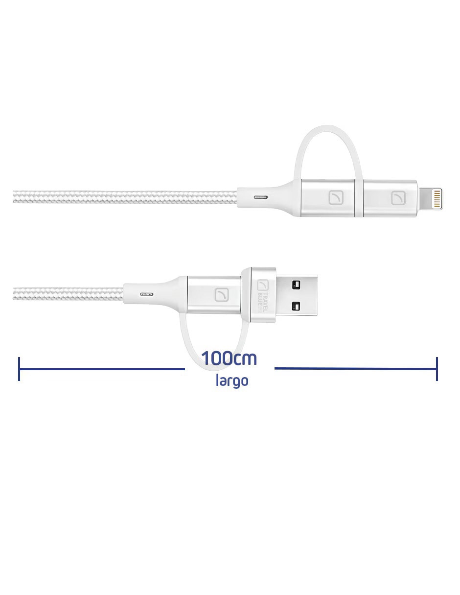 Cable Lightning micro USB y tipo C de 1 m 3