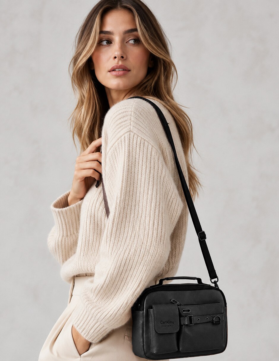 Bolsa bandolera lisa de punto unisex 5